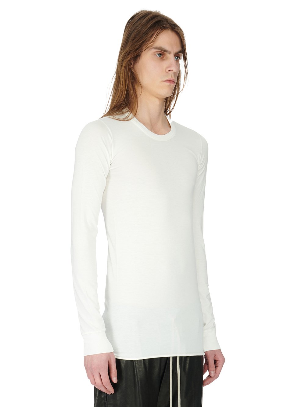 RICK OWENS FW23 LUXOR BASIC LS T IN MILK CLASSIC COTTON JERSEY