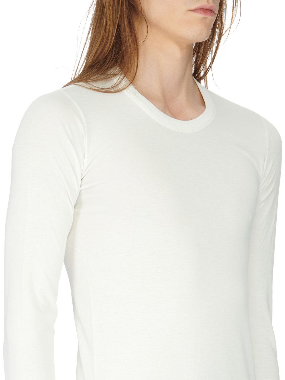 RICK OWENS FW23 LUXOR BASIC LS T IN MILK CLASSIC COTTON JERSEY