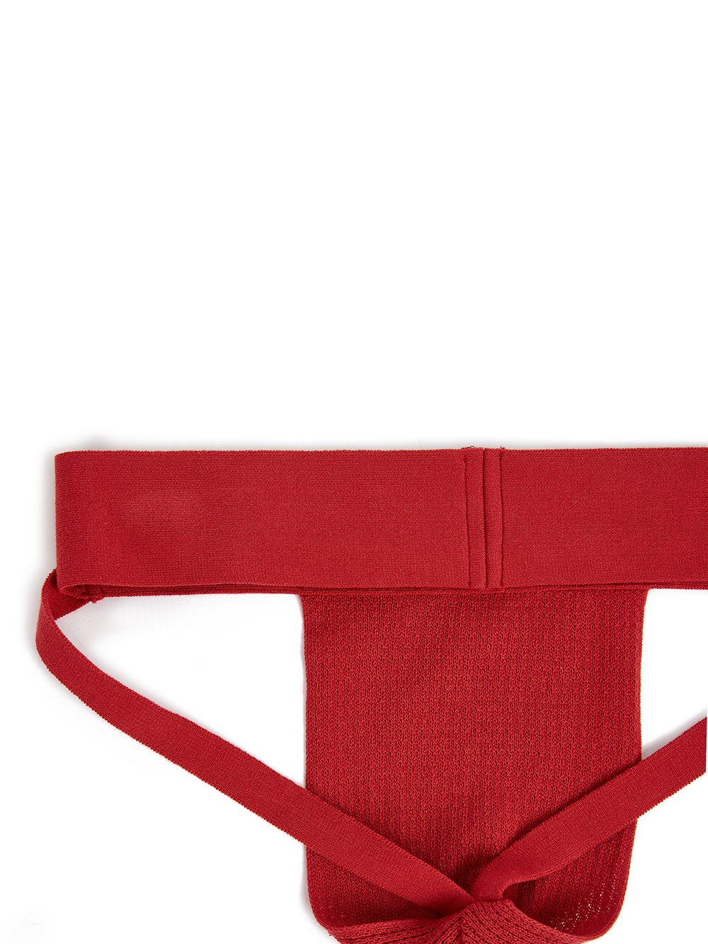 CHAMPION X RICK OWENS JOCKSTRAP IN CARNELIAN RED COTTON MESH JERSEY