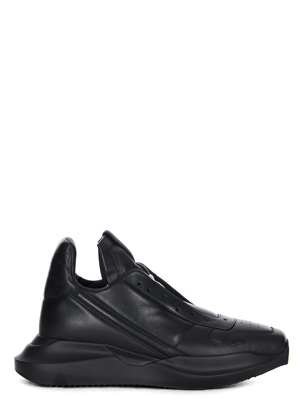 RICK OWENS FW23 LUXOR RUNWAY GETH RUNNER IN BLACK FULL GRAIN CALF LEATHER