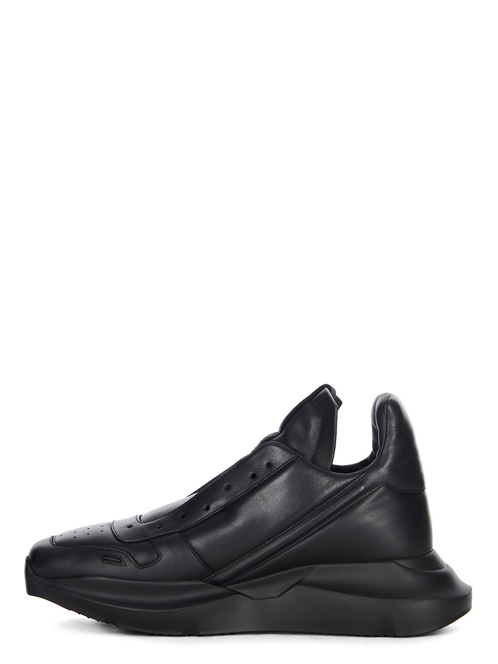 RICK OWENS FW23 LUXOR RUNWAY GETH RUNNER IN BLACK FULL GRAIN CALF LEATHER