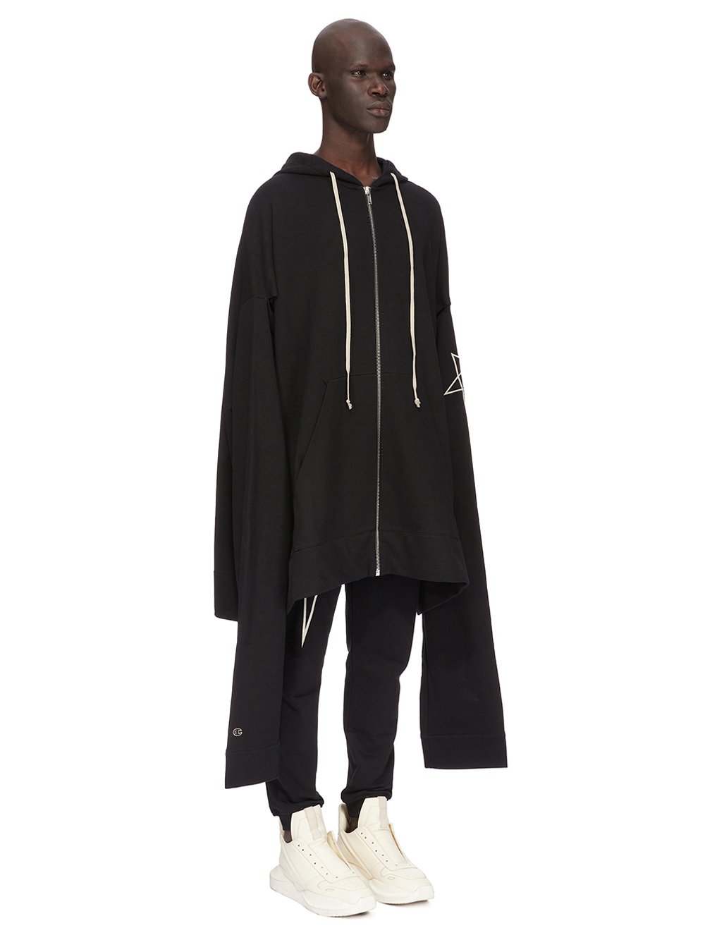 CHAMPION X RICK OWENS FLYPROOF JACKET IN BLACK COMPACT COTTON FELPA