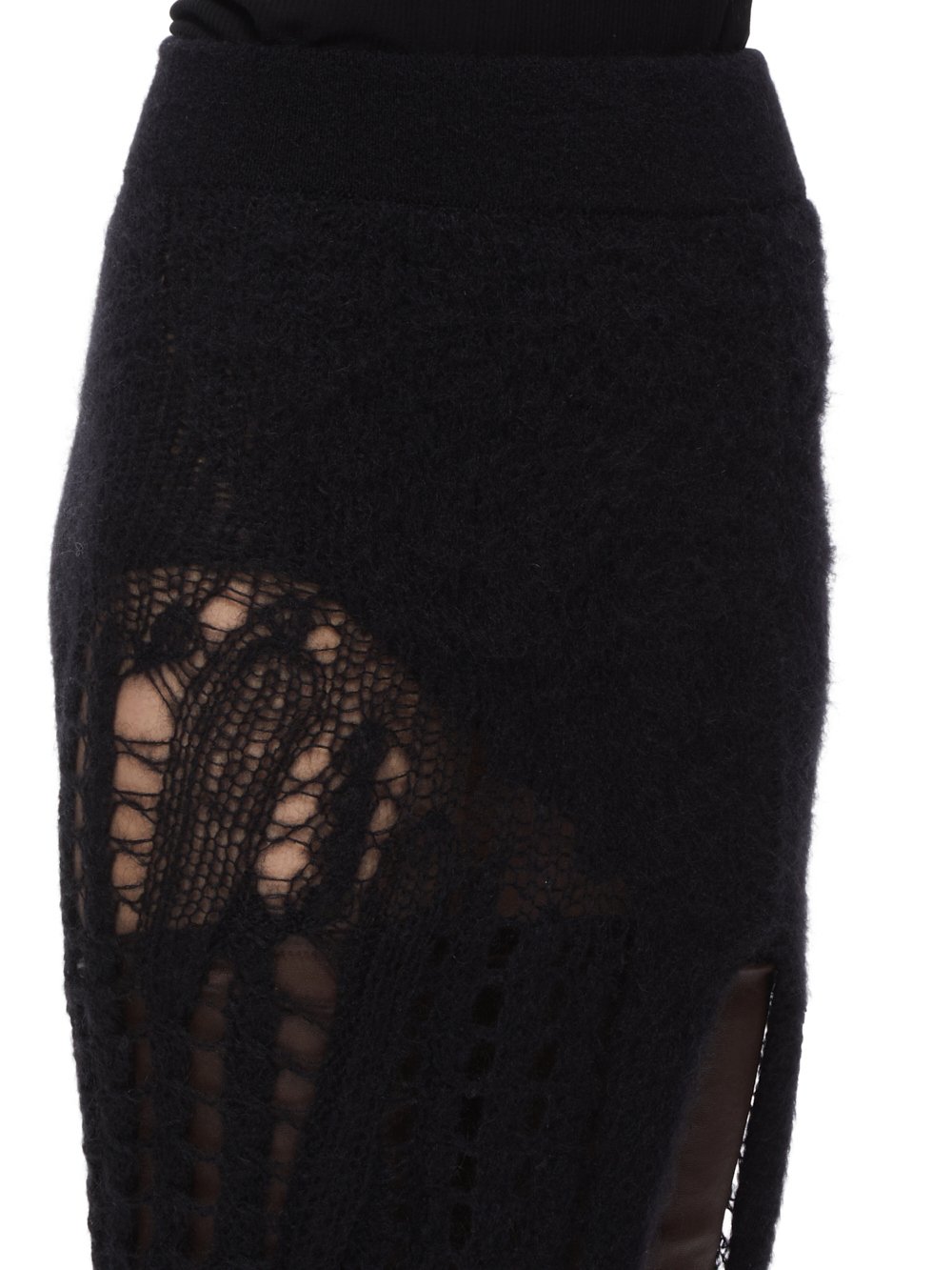 RICK OWENS FW23 LUXOR ZIGGY SKIRT IN BLACK SPIDER KNIT