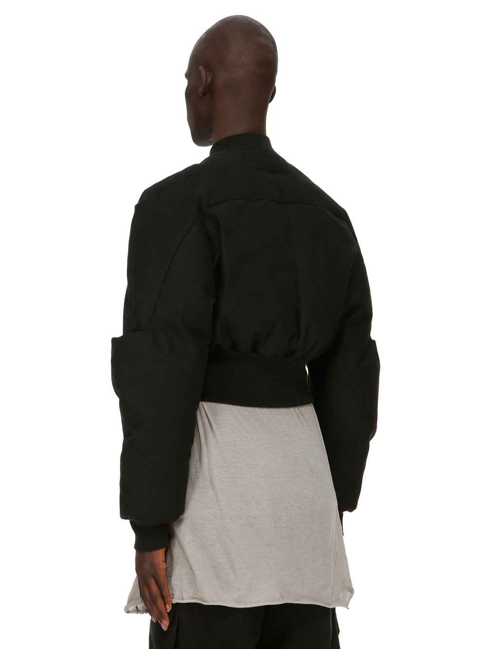 RICK OWENS FW23 LUXOR GIRDERED BOMBER CROPPED IN BLACK HEAVY MOLESKIN