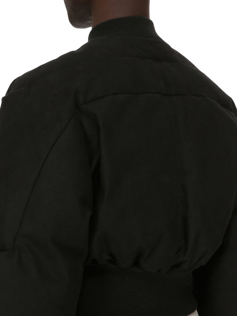 RICK OWENS FW23 LUXOR GIRDERED BOMBER CROPPED IN BLACK HEAVY MOLESKIN