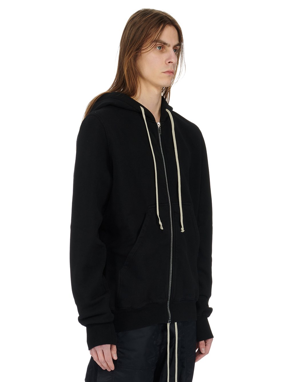 RICK OWENS FW23 LUXOR JASON'S HOODIE IN BLACK AND PEARL FURKA HEAVY SWEATSHIRT