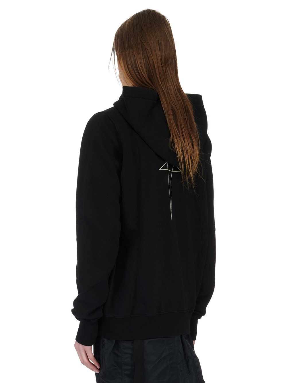 RICK OWENS FW23 LUXOR JASON'S HOODIE IN BLACK AND PEARL FURKA HEAVY SWEATSHIRT