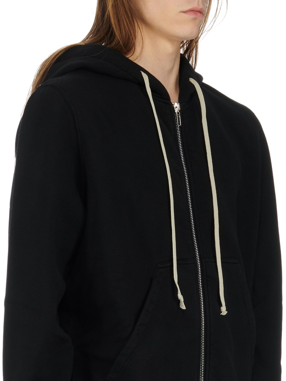 RICK OWENS FW23 LUXOR JASON'S HOODIE IN BLACK AND PEARL FURKA HEAVY SWEATSHIRT