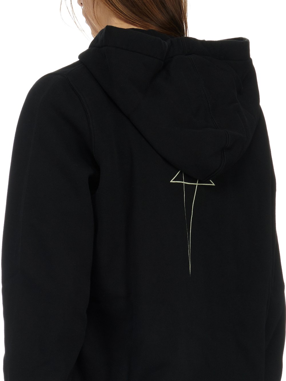 RICK OWENS FW23 LUXOR JASON'S HOODIE IN BLACK AND PEARL FURKA HEAVY SWEATSHIRT