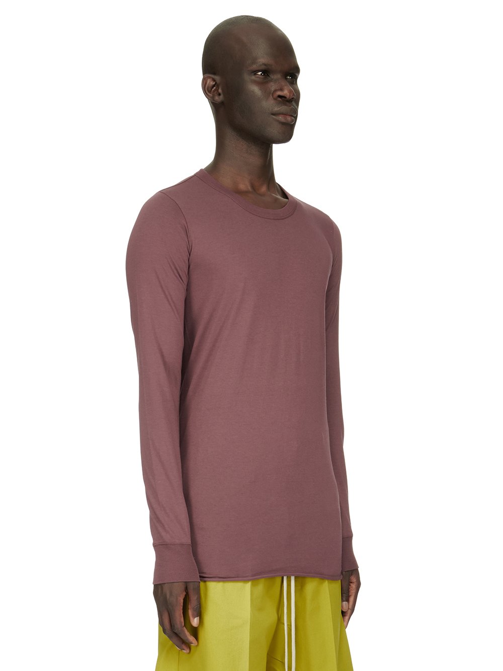 RICK OWENS FW23 LUXOR BASIC LS T IN AMETHYST PURPLE CLASSIC COTTON JERSEY