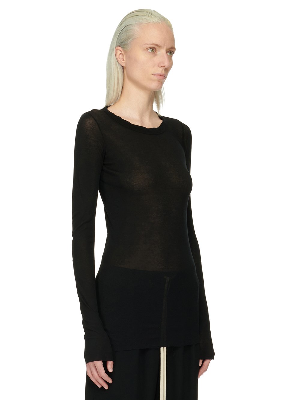 RICK OWENS FOREVER RIB LS T IN MINI RIB JERSEY