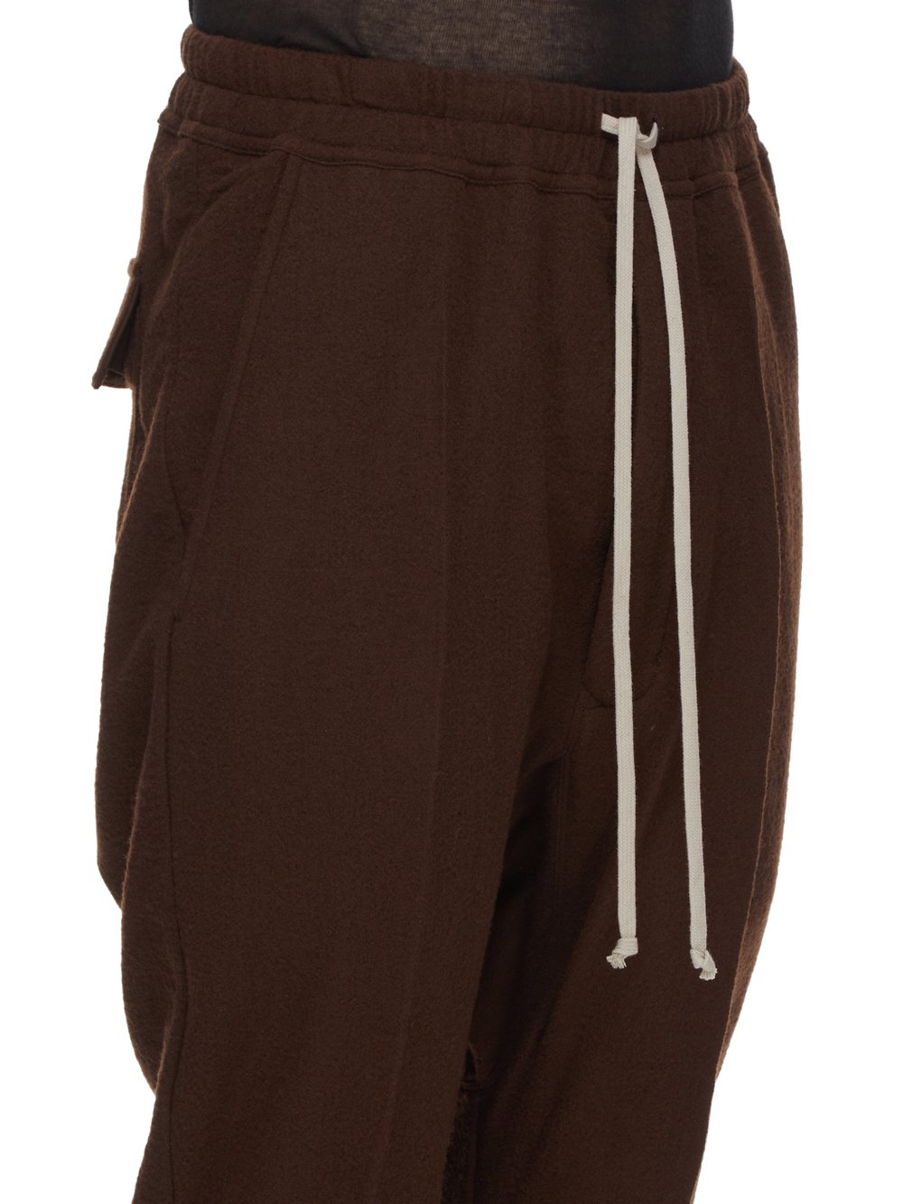 RICK OWENS FW23 LUXOR DRAWSTRING LONG IN BROWN SOFT WOOL FLANNEL