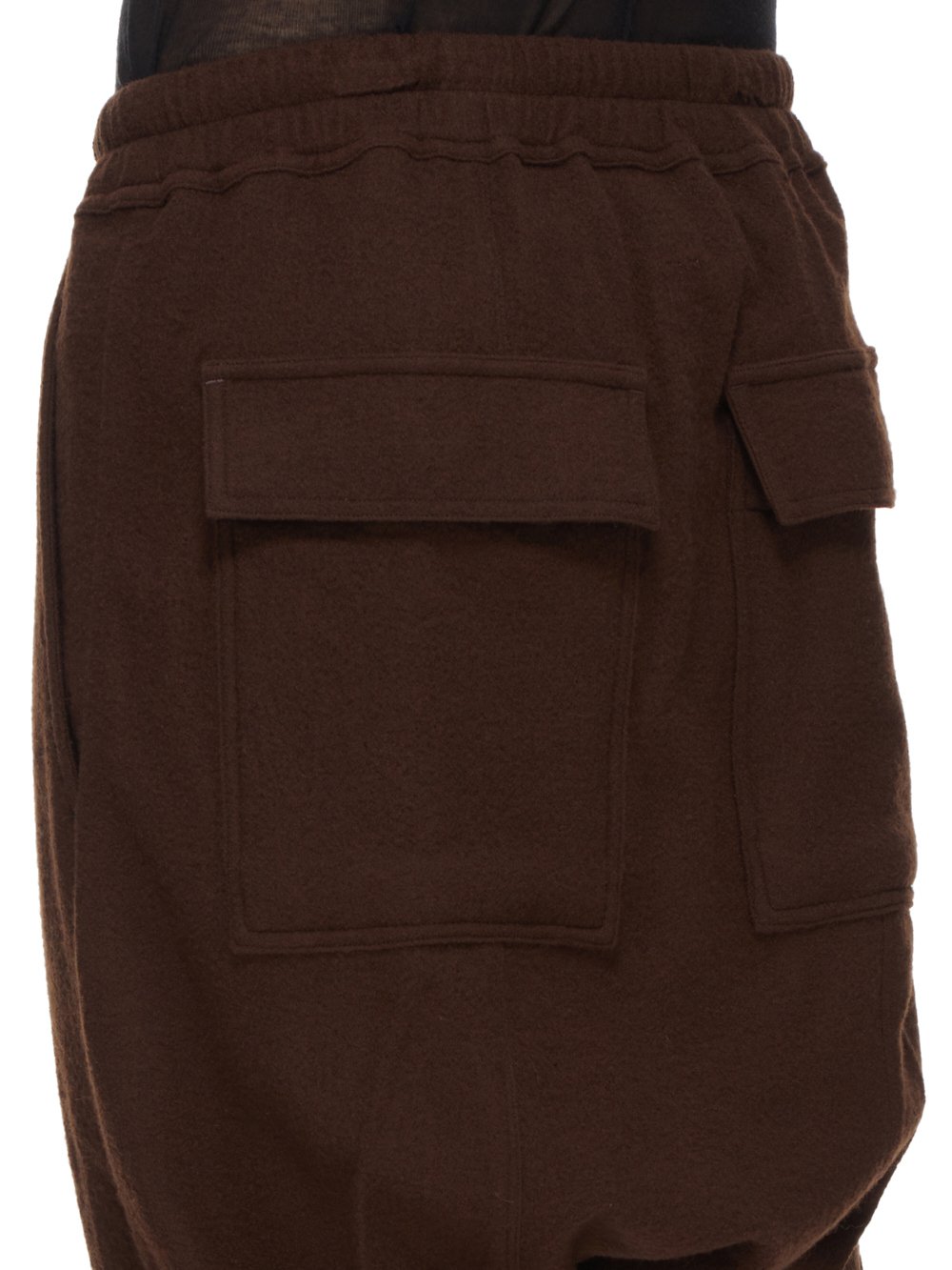 RICK OWENS FW23 LUXOR DRAWSTRING LONG IN BROWN SOFT WOOL FLANNEL