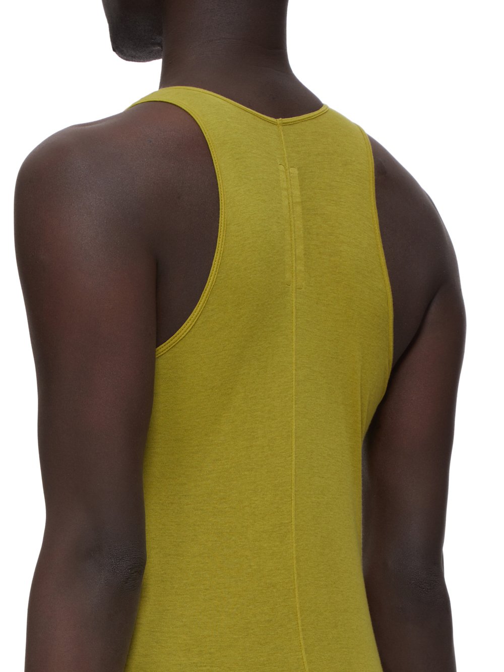 RICK OWENS FW23 LUXOR BASIC RIB TANK IN ACID YELLOW MINI RIB JERSEY