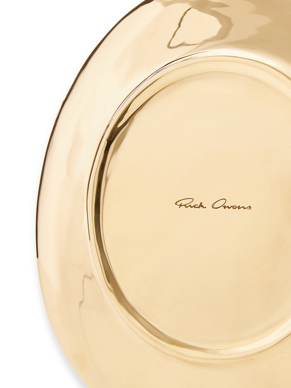 RICK OWENS MEDIUM PLATE IN GOLD TONE BRONZE.