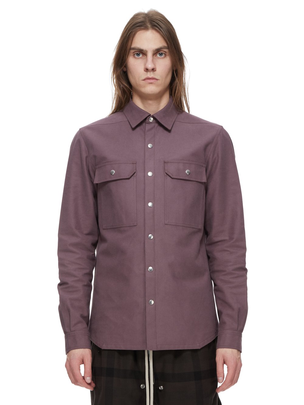 RICK OWENS FW23 LUXOR OUTERSHIRT IN AMETHYST PURPLE HEAVY MOLESKIN