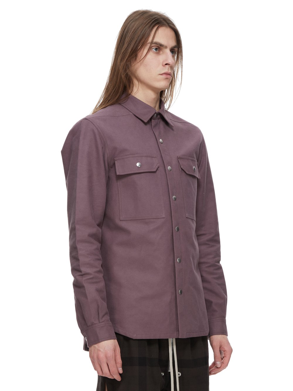 RICK OWENS FW23 LUXOR OUTERSHIRT IN AMETHYST PURPLE HEAVY MOLESKIN