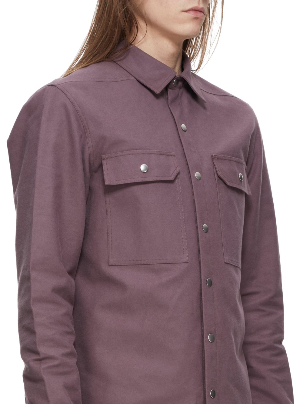 RICK OWENS FW23 LUXOR OUTERSHIRT IN AMETHYST PURPLE HEAVY MOLESKIN