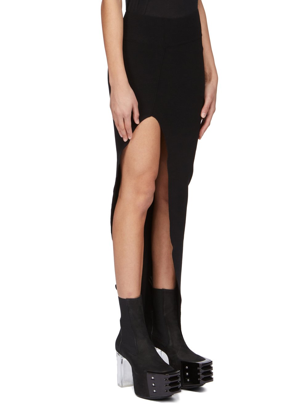 RICK OWENS FW23 LUXOR KNIT EDFU SKIRT ANKLE IN BLACK STRETCH VISCOSE KNIT