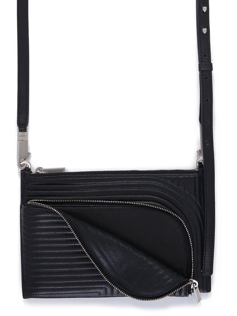 RICK OWENS FW23 LUXOR CLUB POUCH IN BLACK SOFT GRAIN COW LEATHER