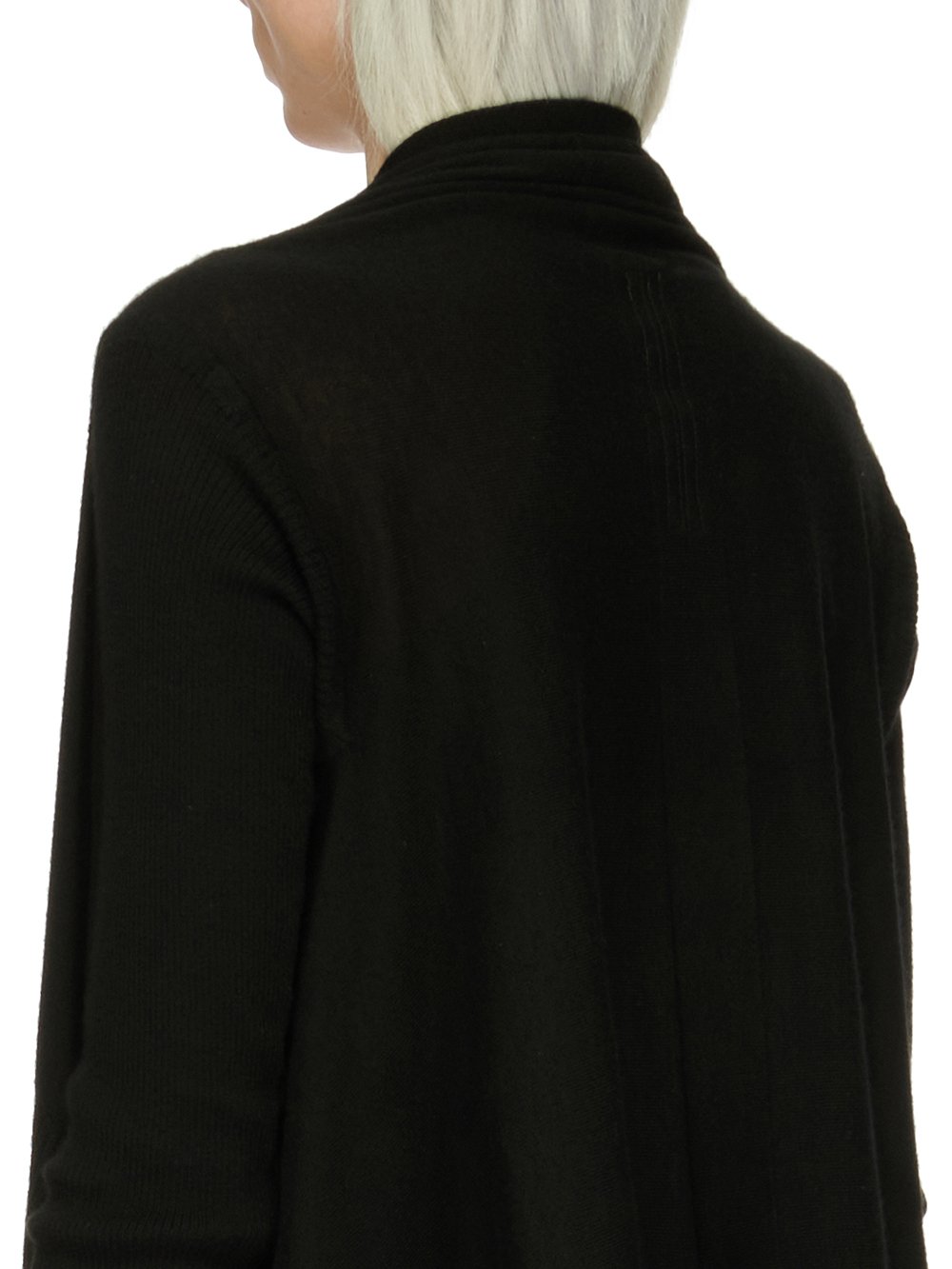 RICK OWENS FOREVER MEDIUM WRAP IN BLACK LIGHTWEIGHT RASATO CASHMERE KNIT.