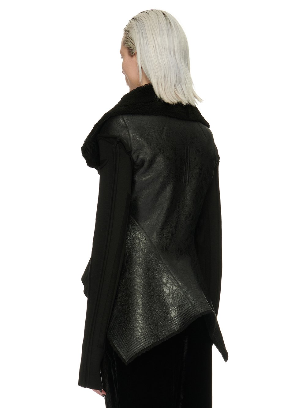 RICK OWENS FW23 LUXOR NASKA BIKER IN  BLACK BUTTER LAMB SHEARLING