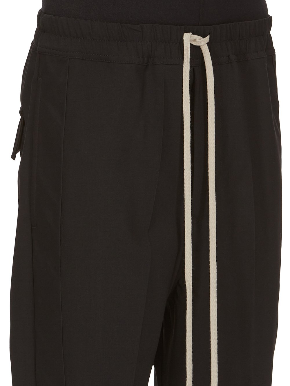 RICK OWENS FW23 LUXOR DRAWSTRING ASTAIRES CROPPED IN BLACK PAPER FINISH WOOL