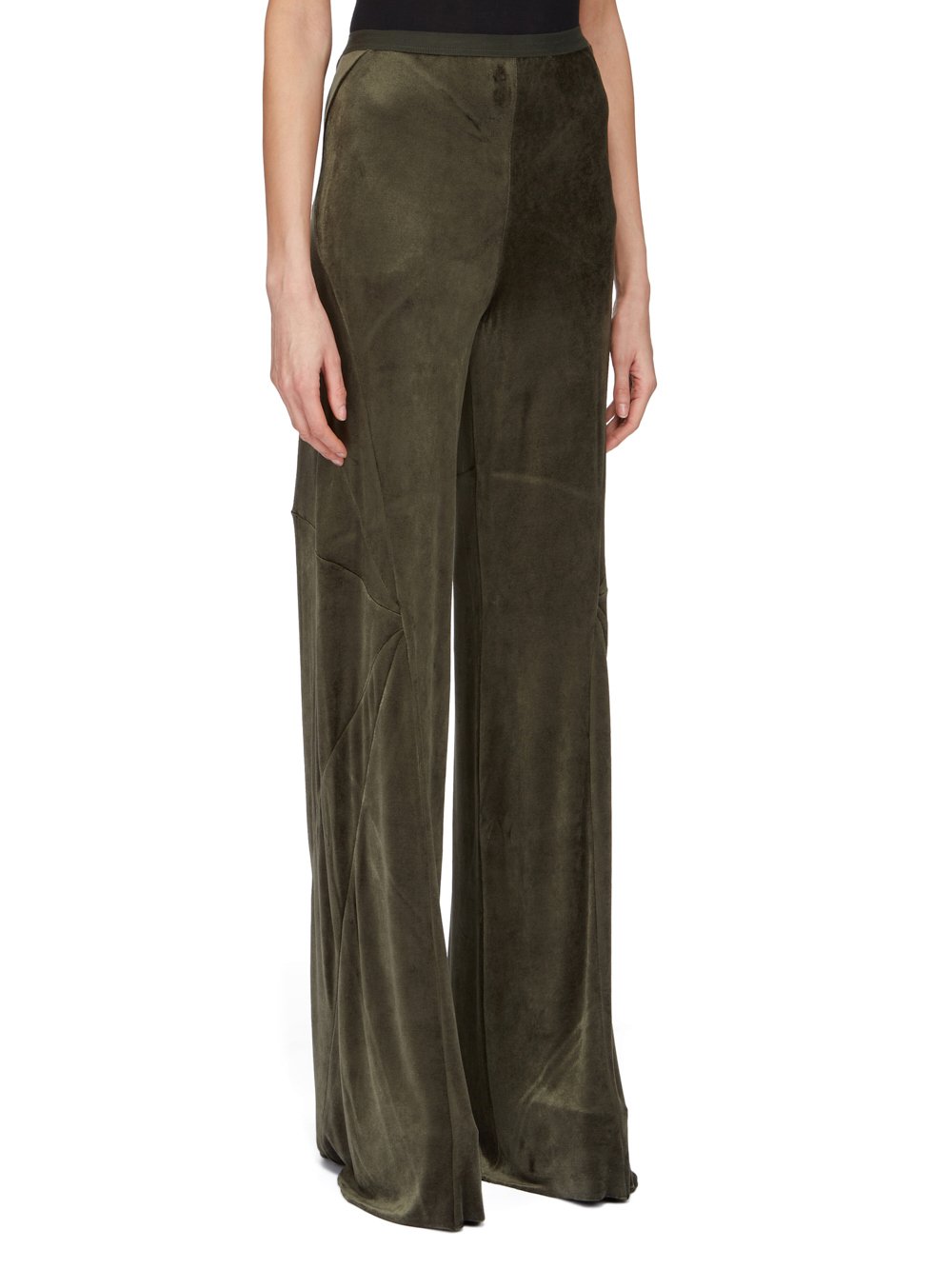 RICK OWENS LILIES FW23 LUXOR FARRAH PANTS IN FOREST VELVET JERSEY