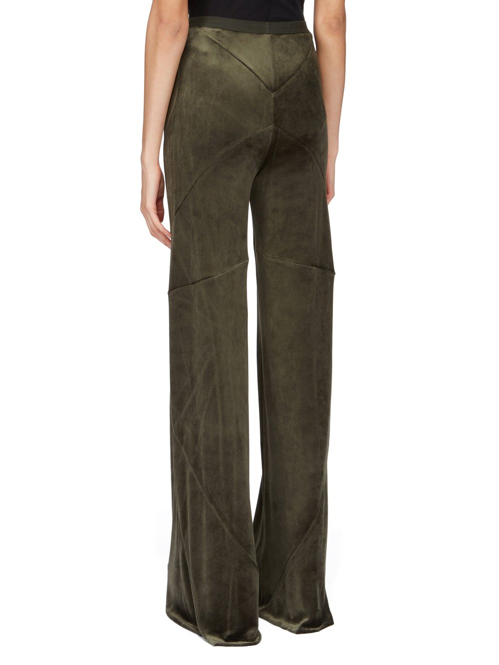 RICK OWENS LILIES FW23 LUXOR FARRAH PANTS IN FOREST VELVET JERSEY