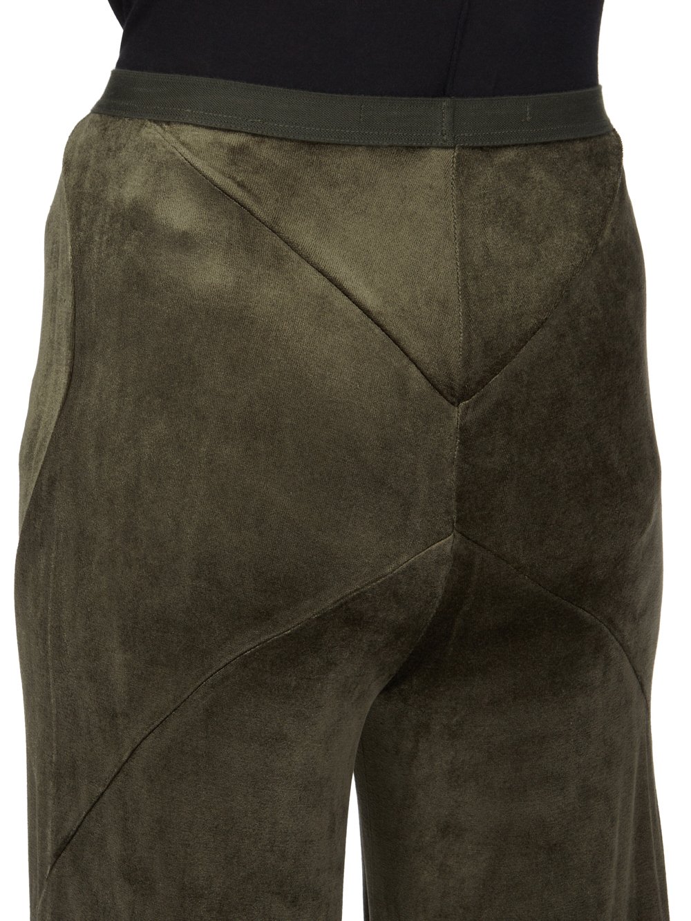 RICK OWENS LILIES FW23 LUXOR FARRAH PANTS IN FOREST VELVET JERSEY