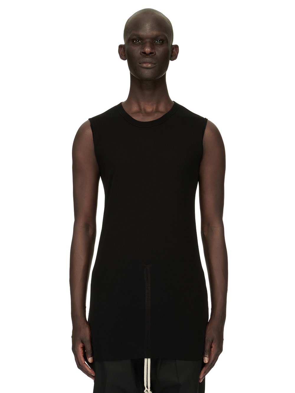 RICK OWENS FOREVER BASIC SL T IN BLACK VISCOSE SILK JERSEY