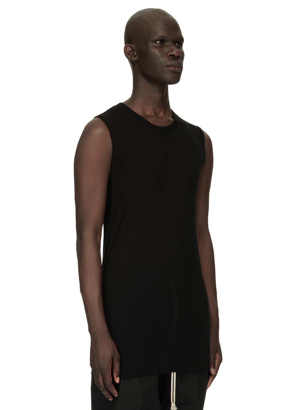 RICK OWENS FOREVER BASIC SL T IN BLACK VISCOSE SILK JERSEY