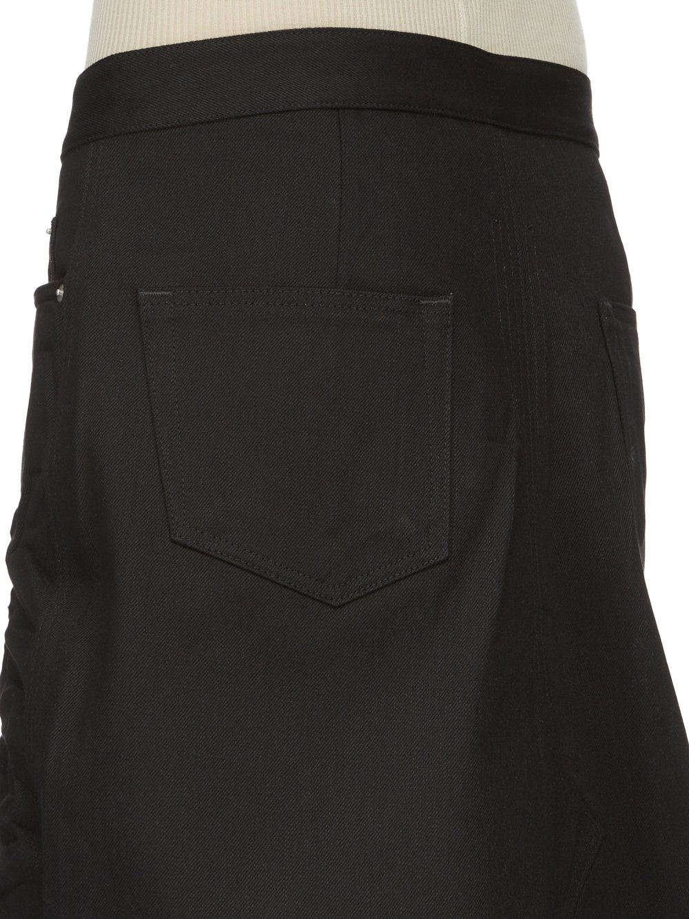 RICK OWENS FW23 LUXOR RUNWAY GODET SKIRT IN BLACK 16OZ SELVEDGE DENIM