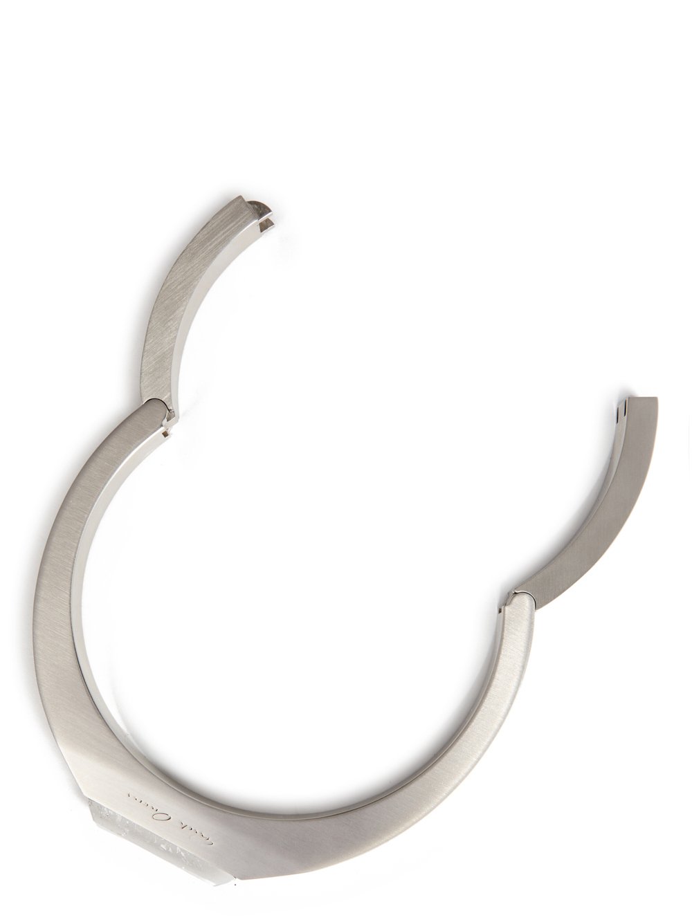 RICK OWENS CRYSTAL BEVELED CHOKER IN BRASS WITH PALLADIUM FINISH