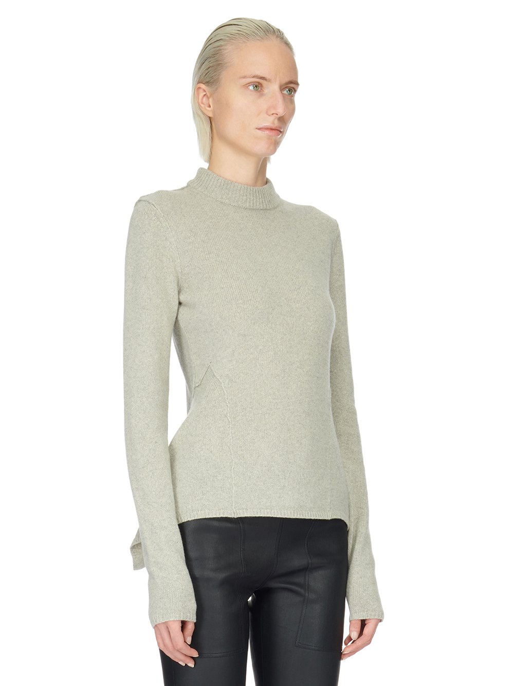 RICK OWENS FW23 LUXOR NASKA LUPETTO IN PEARL RECYCLED CASHMERE KNIT