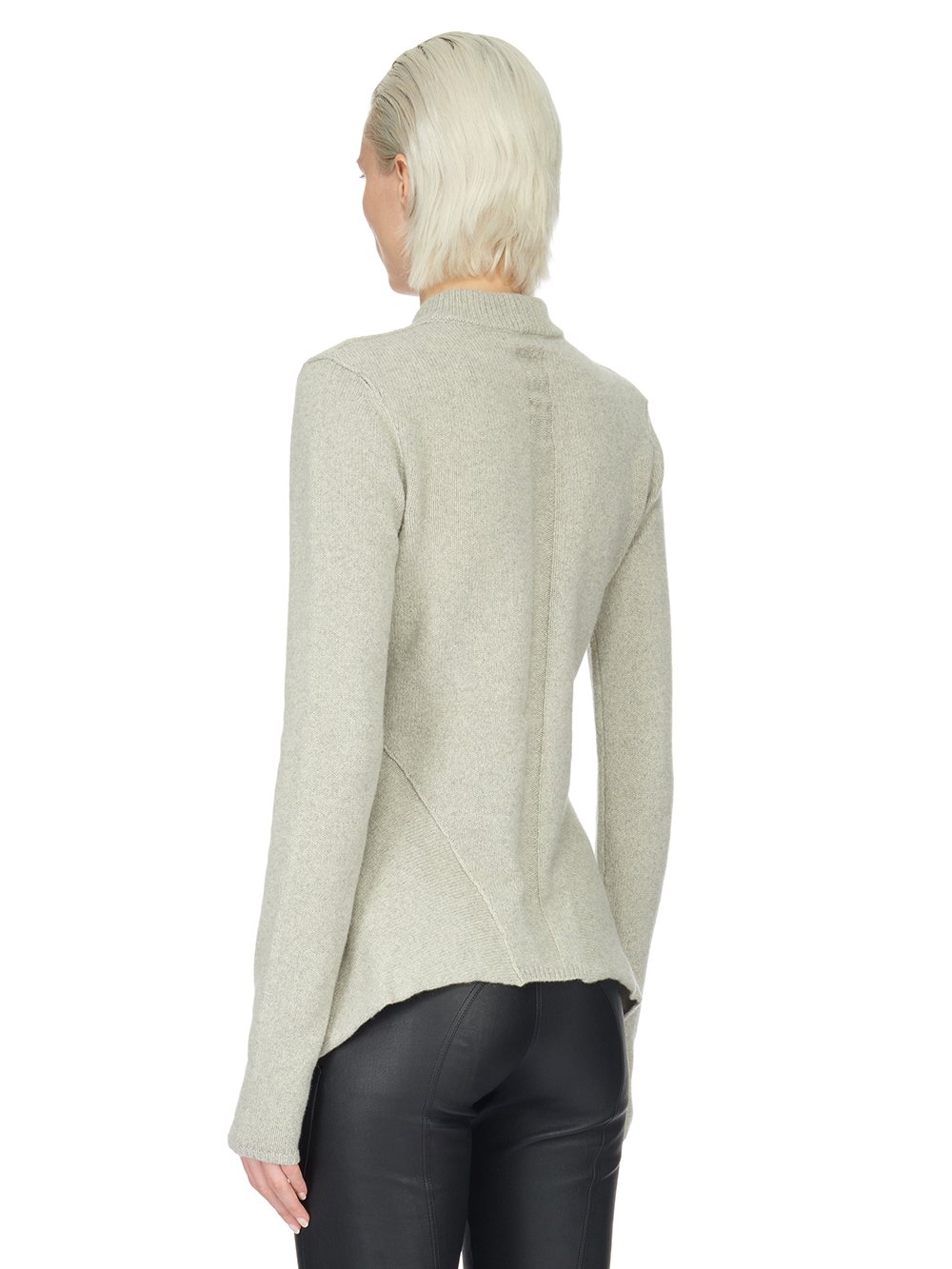 RICK OWENS FW23 LUXOR NASKA LUPETTO IN PEARL RECYCLED CASHMERE KNIT