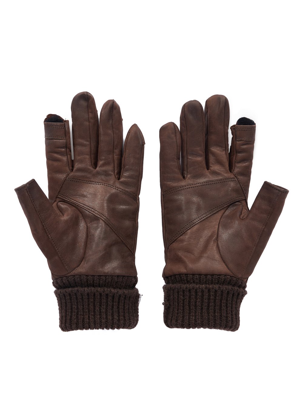 RICK OWENS FW23 LUXOR RUNWAY SHORT RIBCUFF GLOVES IN BROWN SUGAR CALF LEATHER