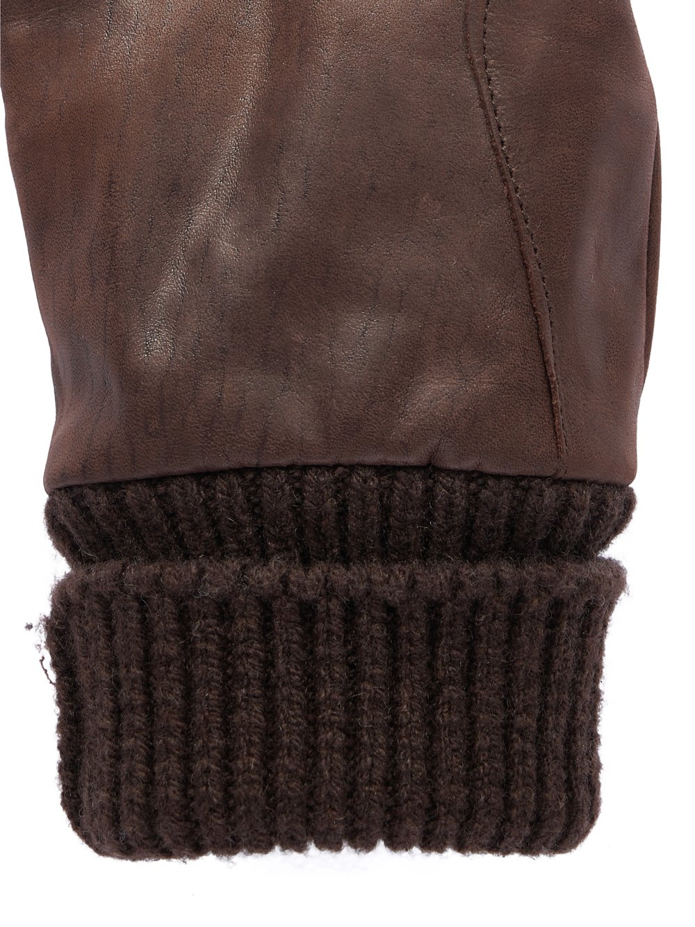 RICK OWENS FW23 LUXOR RUNWAY SHORT RIBCUFF GLOVES IN BROWN SUGAR CALF LEATHER