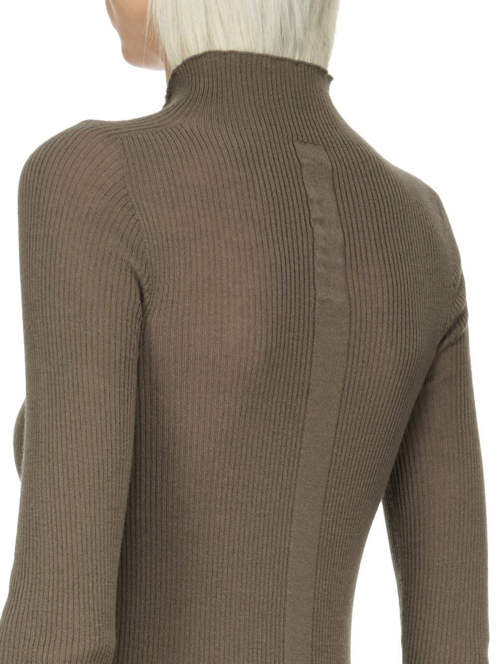 RICK OWENS FW23 LUXOR RIBBED LUPETTO IN DUST GREY LIGHTWEIGHT RIBBED KNIT