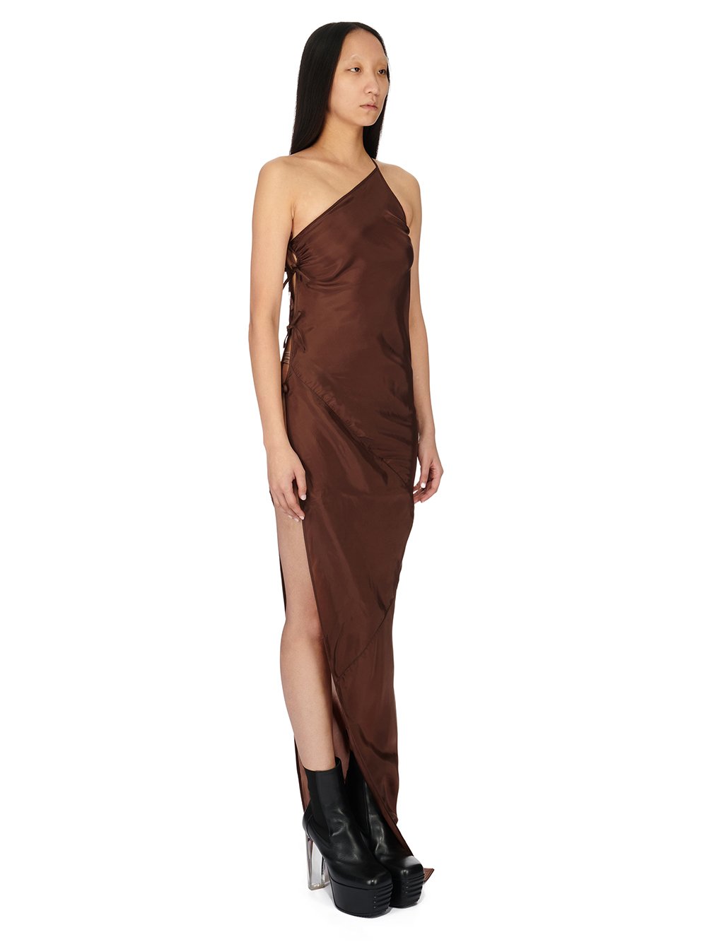 RICK OWENS FW23 LUXOR TACO GOWN IN BROWN CUPRO JAPONETTE