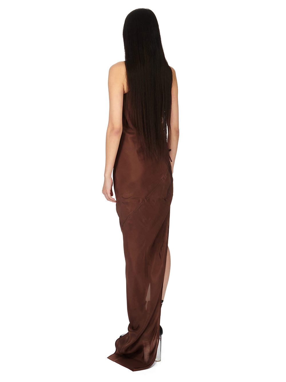 RICK OWENS FW23 LUXOR TACO GOWN IN BROWN CUPRO JAPONETTE