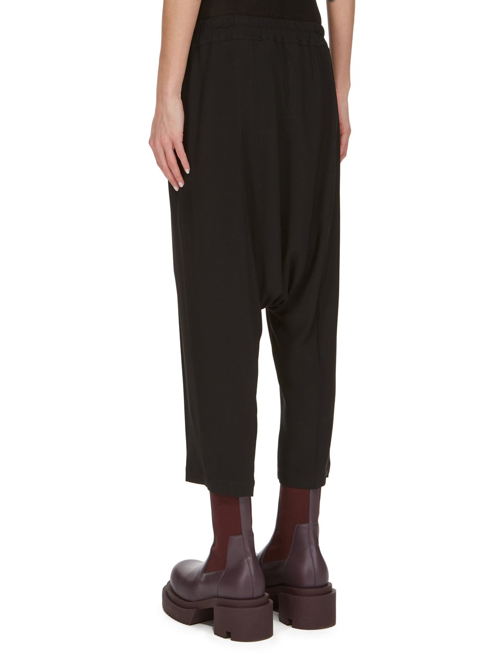 RICK OWENS FW23 LUXOR DRAWSTRING CROPPED IN BLACK HEAVY CADY 