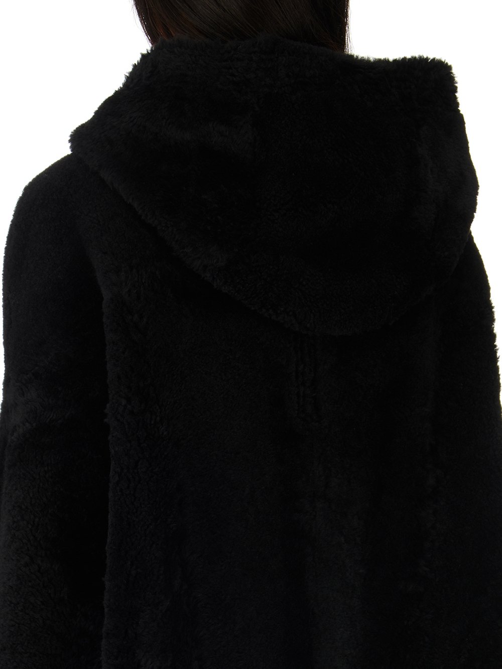 RICK OWENS FW23 LUXOR ZIP FRONT PETER IN BLACK BUTTER LAMB SHEARLING