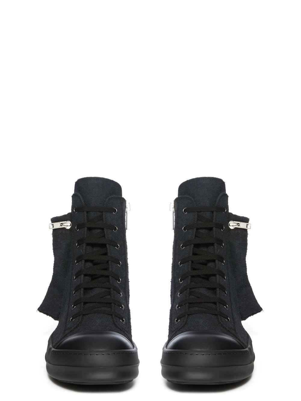 DRKSHDW FW23 LUXOR CARGO SNEAKS IN BLACK SHAGGY COTTON SUEDE