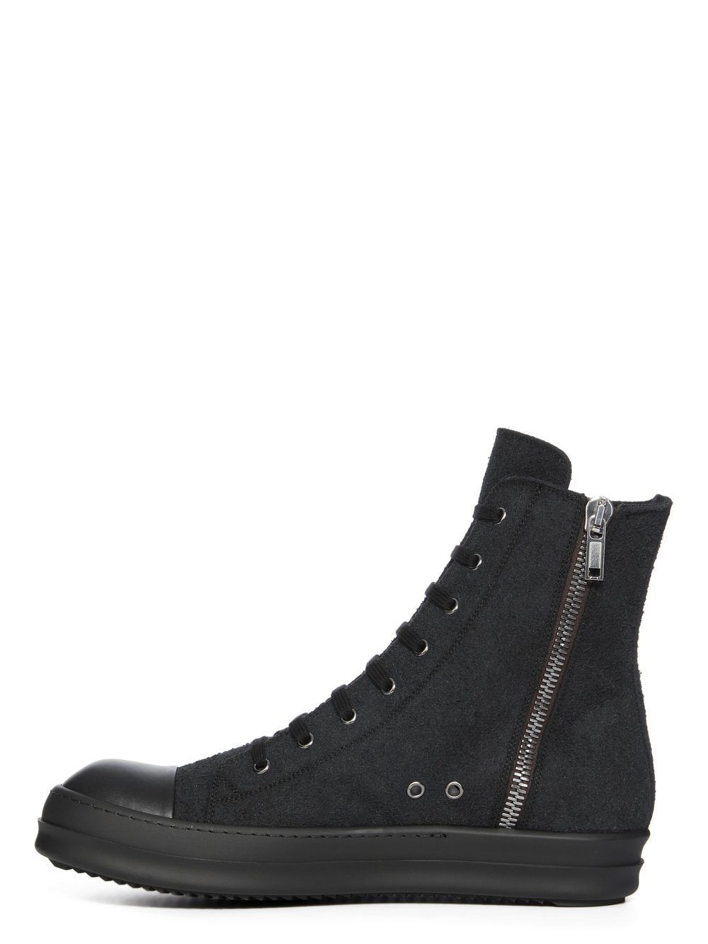 DRKSHDW FW23 LUXOR CARGO SNEAKS IN BLACK SHAGGY COTTON SUEDE