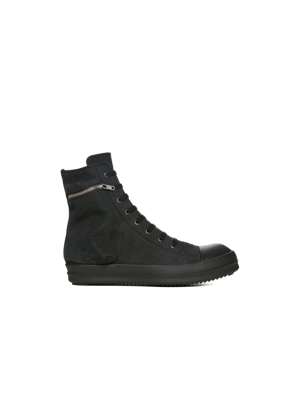 DRKSHDW FW23 LUXOR CARGO SNEAKS IN BLACK SHAGGY COTTON SUEDE