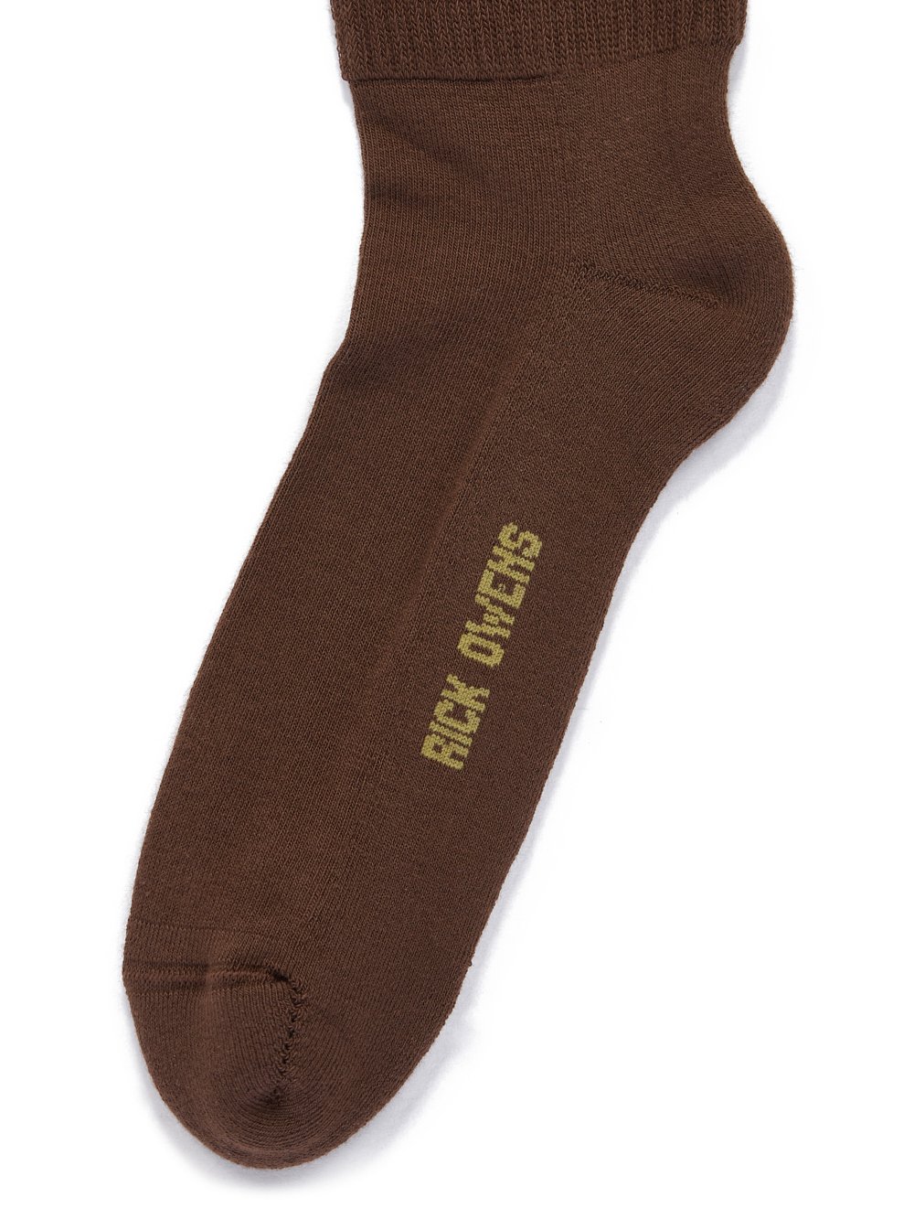 RICK OWENS FW23 LUXOR KNEE HIGH SOCKS IN BROWN AND ACID COTTON KNIT