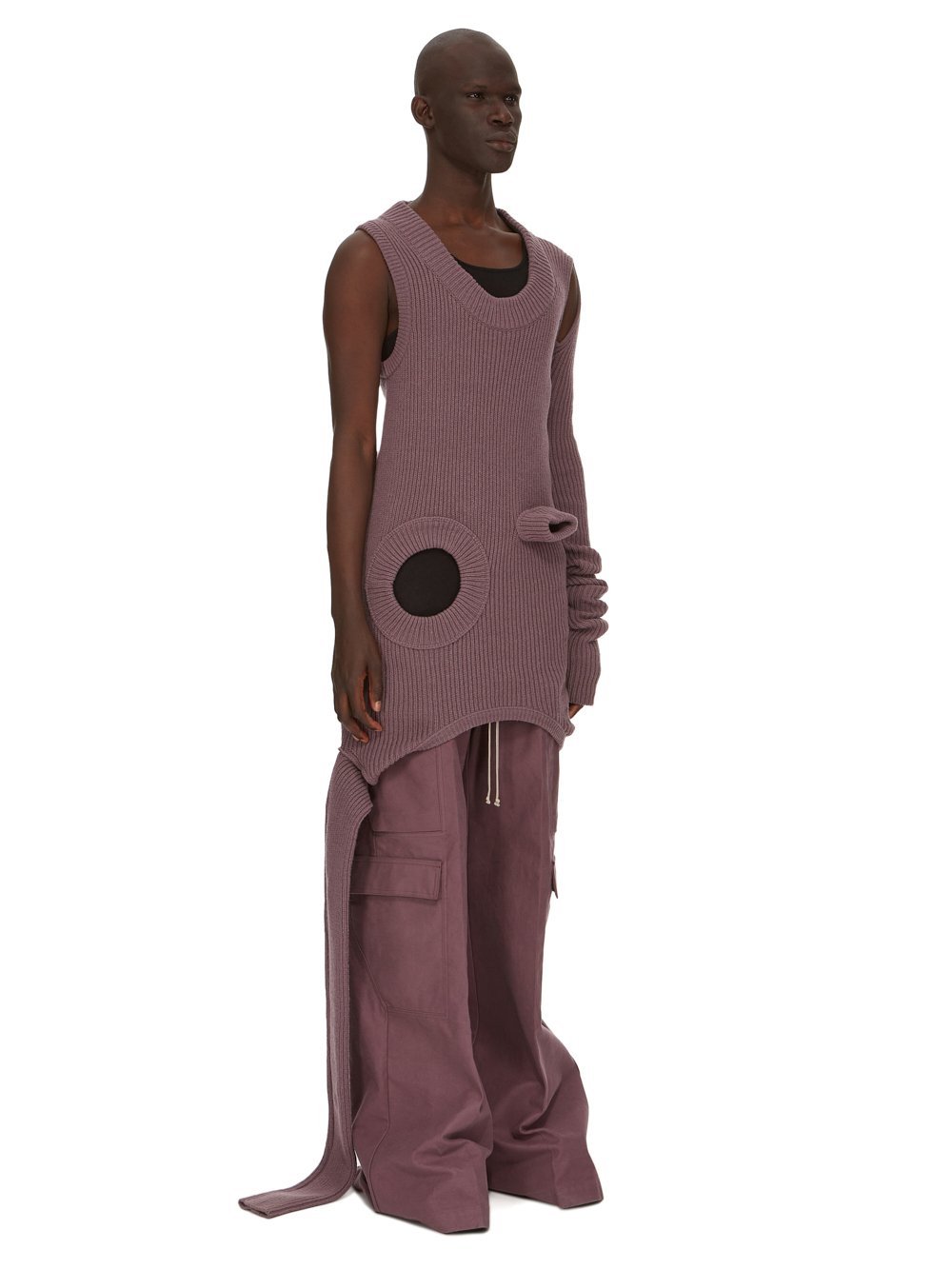 RICK OWENS FW23 LUXOR BANANA LS IN AMETHYST PURPLE RECYCLED CASHMERE KNIT