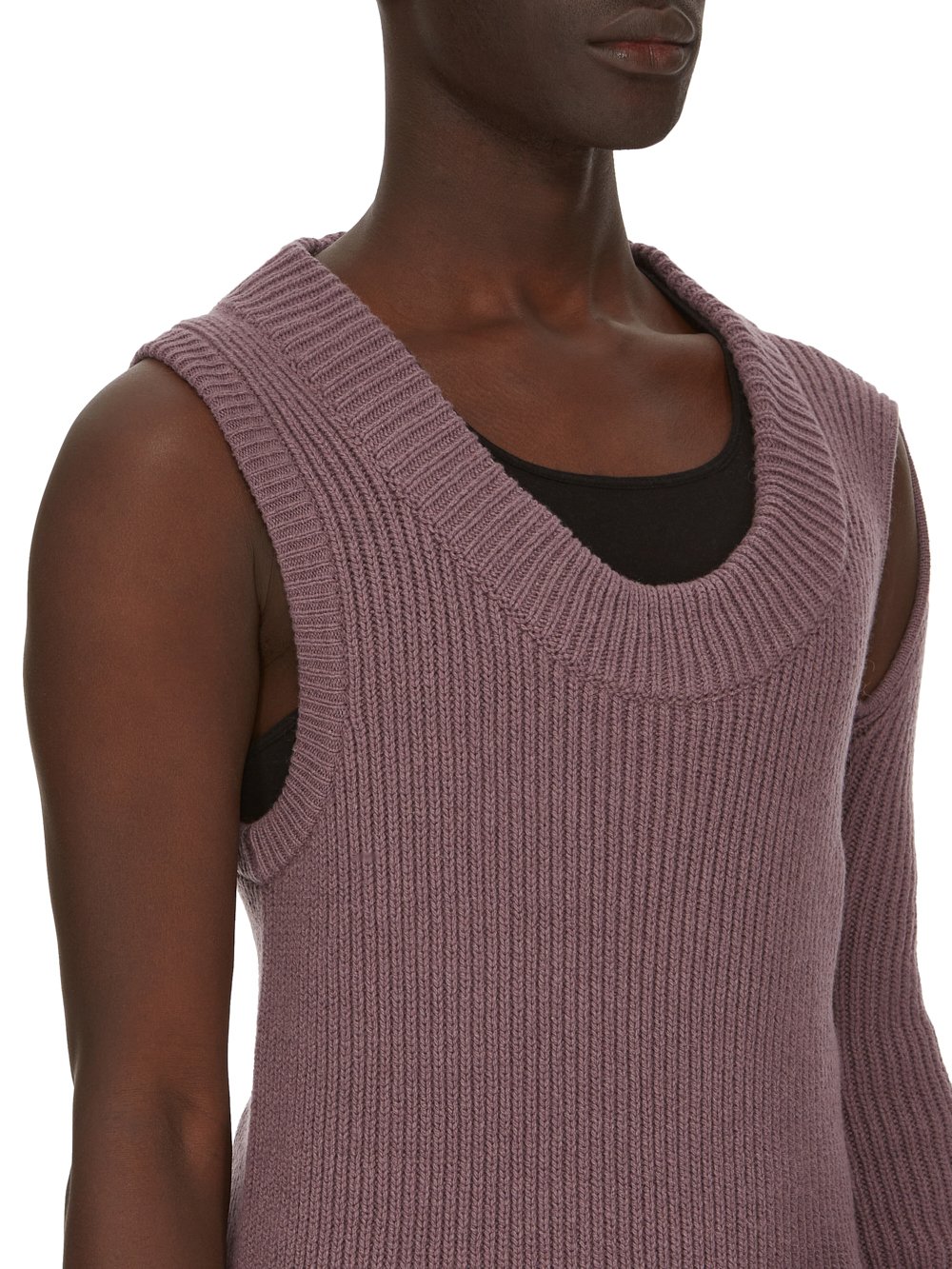 RICK OWENS FW23 LUXOR BANANA LS IN AMETHYST PURPLE RECYCLED CASHMERE KNIT