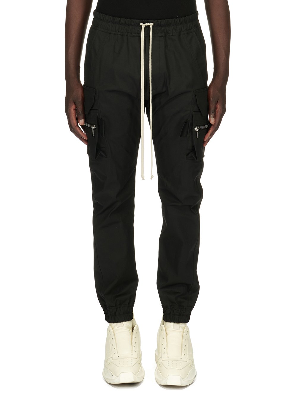 RICK OWENS FW23 LUXOR MASTODON CARGO IN  BLACK HEAVY COTTON POPLIN